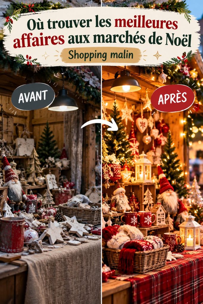 Un marché de Noël à Bordeaux avec des étals colorés et festifs.