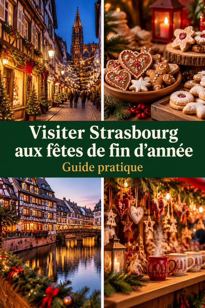 Lumières de Noël illuminant la place de la cathédrale à Strasbourg